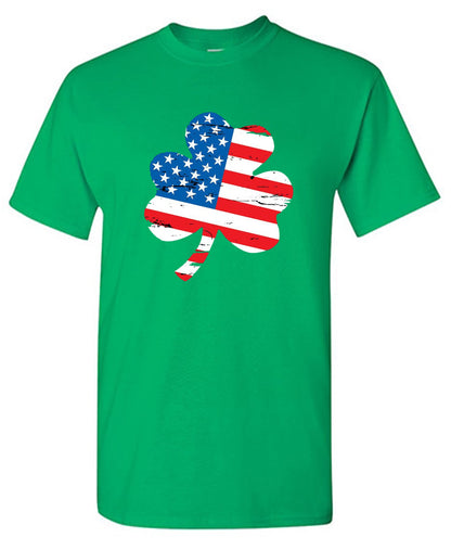 Funny T-Shirts design "Clover Shaped American Flag"