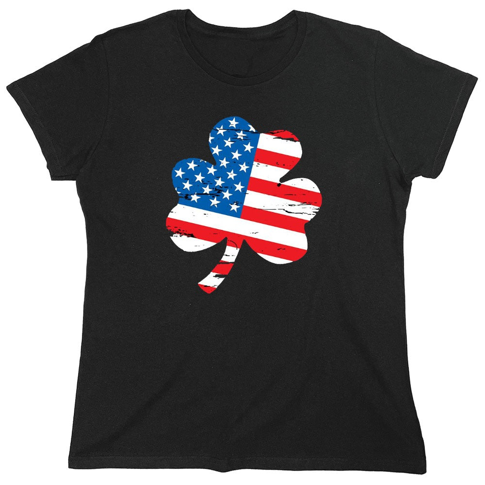 Funny T-Shirts design "Clover Shaped American Flag - Womens"