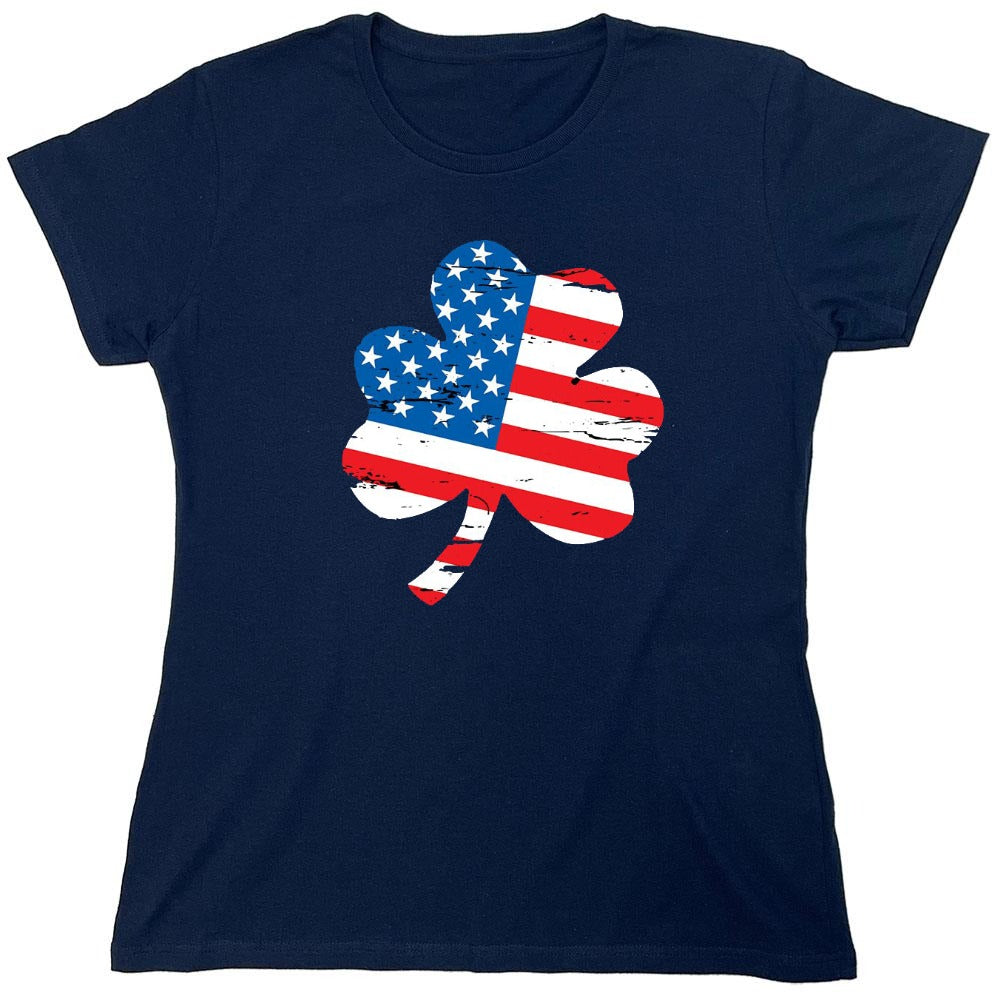 Funny T-Shirts design "Clover Shaped American Flag - Womens"