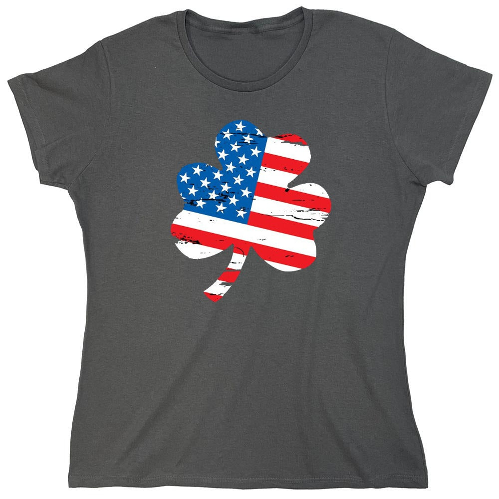 Funny T-Shirts design "Clover Shaped American Flag - Womens"