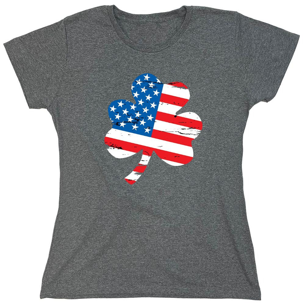 Funny T-Shirts design "Clover Shaped American Flag - Womens"