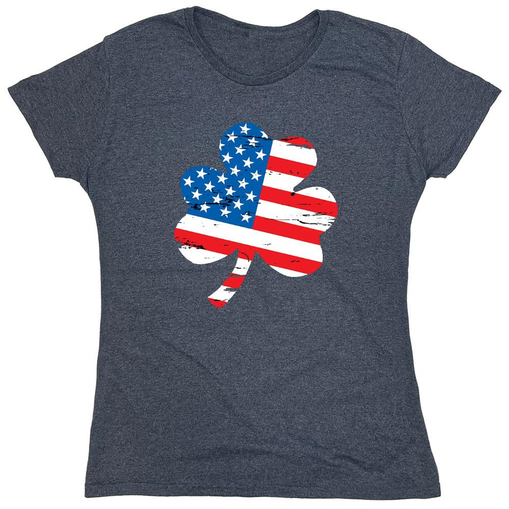 Funny T-Shirts design "Clover Shaped American Flag - Womens"