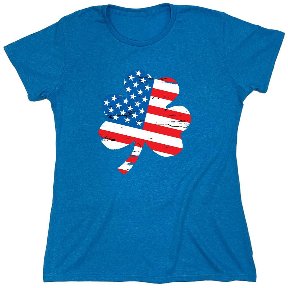 Funny T-Shirts design "Clover Shaped American Flag - Womens"
