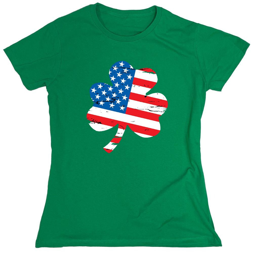 Funny T-Shirts design "Clover Shaped American Flag - Womens"