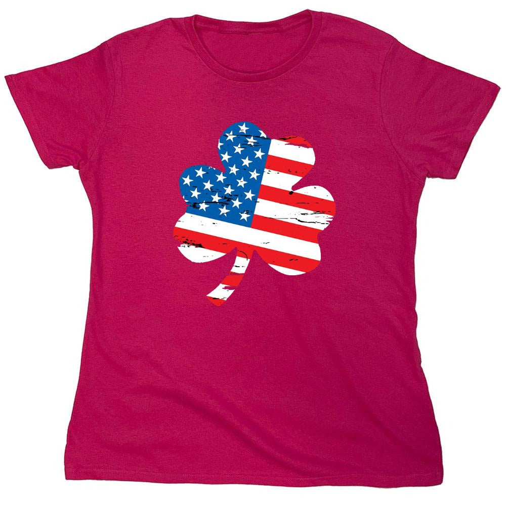 Funny T-Shirts design "Clover Shaped American Flag - Womens"