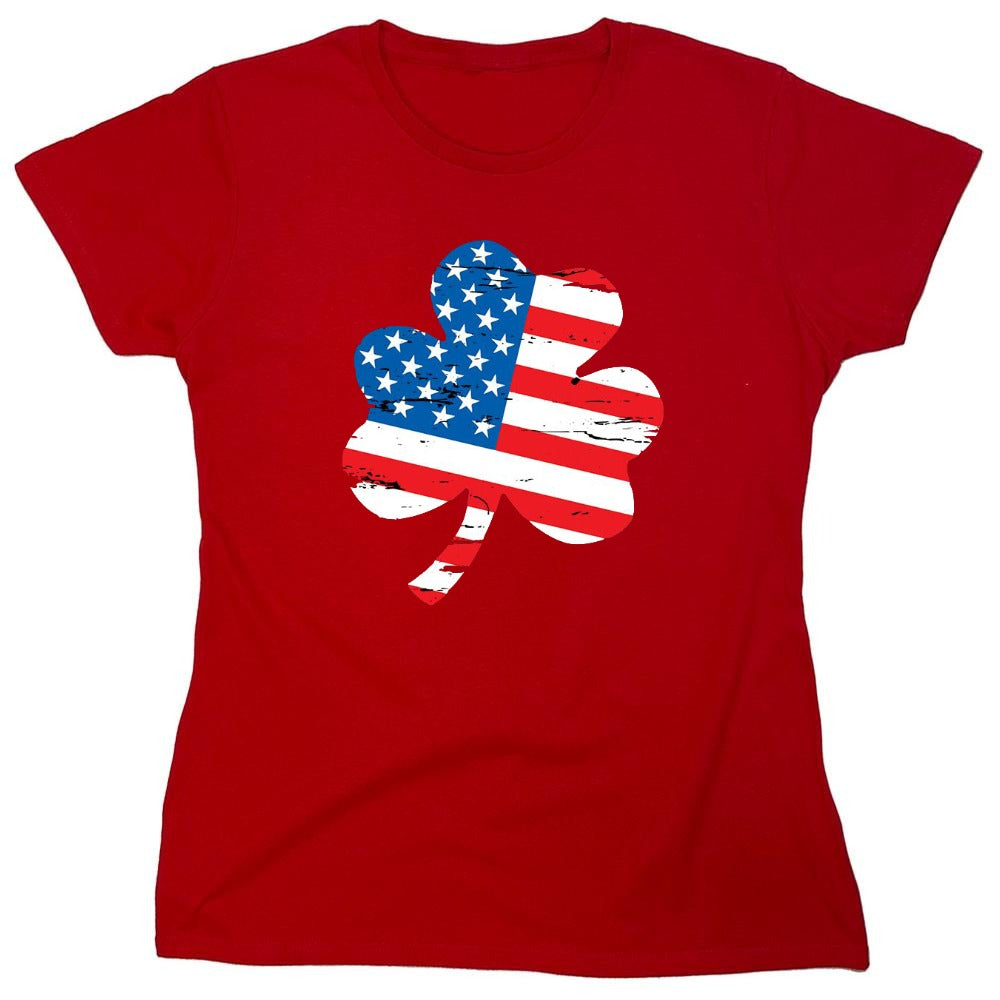 Funny T-Shirts design "Clover Shaped American Flag - Womens"
