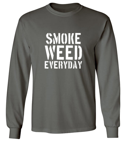 Funny T-Shirts design "Smoke Weed Everyday T-Shirt - Long Sleeve"