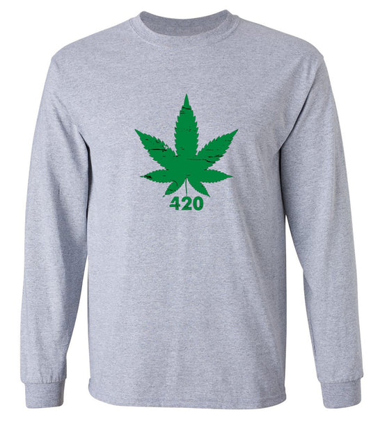 Funny T-Shirts design "420 Pot Leaf T-Shirt - Long Sleeve"