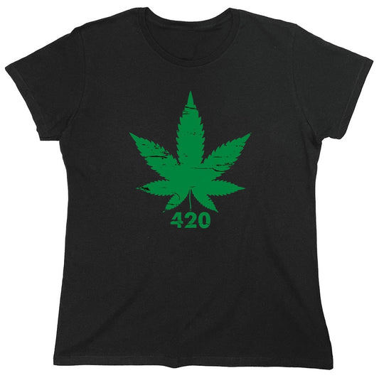 Funny T-Shirts design "420 Pot Leaf T-Shirt - Womens"
