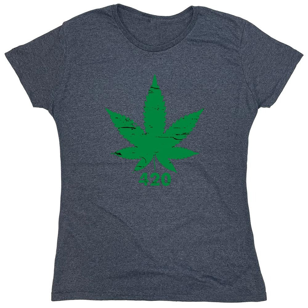 Funny T-Shirts design "420 Pot Leaf T-Shirt - Womens"