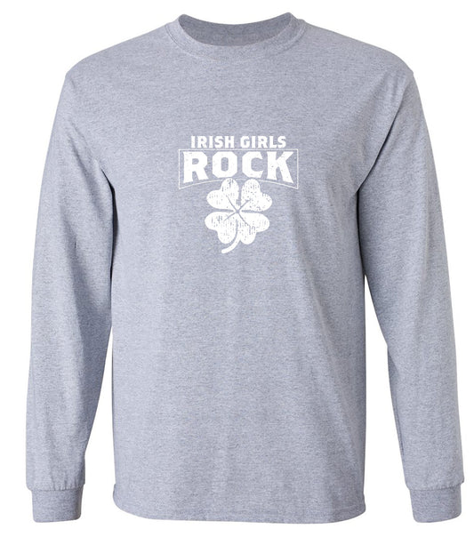 Funny T-Shirts design "Irish Girls Rock Shirt - Long Sleeve"