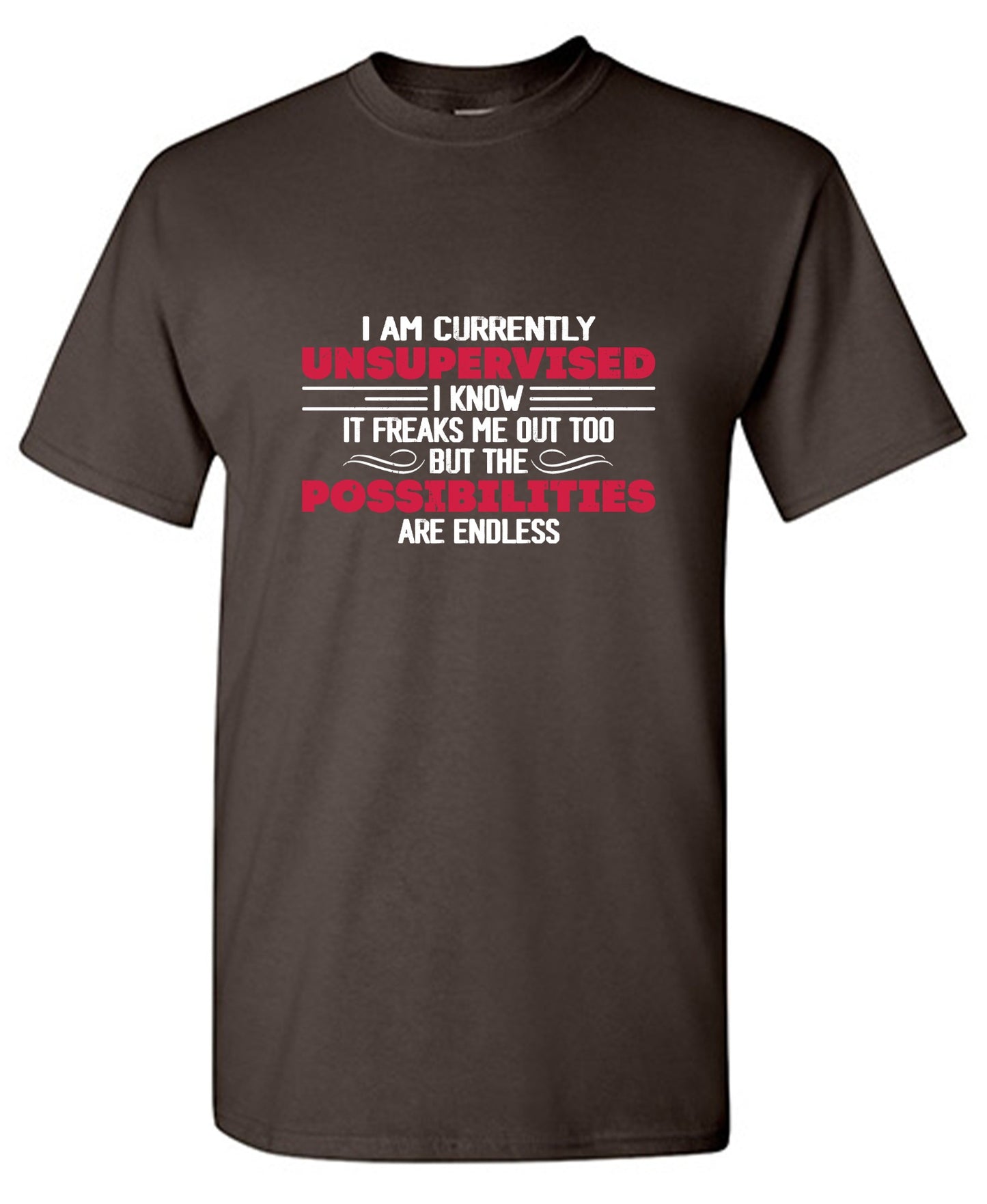 Funny T-Shirts design "I Am Currently Unsupervised I Know It Freaks Me Out Too T-Shirt"