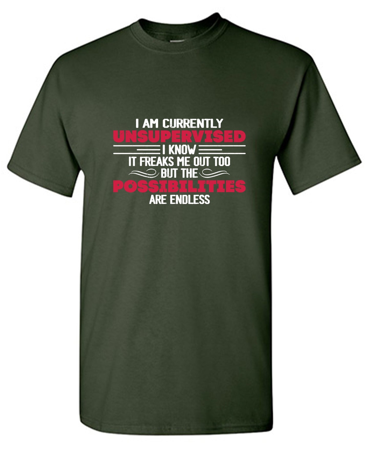 Funny T-Shirts design "I Am Currently Unsupervised I Know It Freaks Me Out Too T-Shirt"