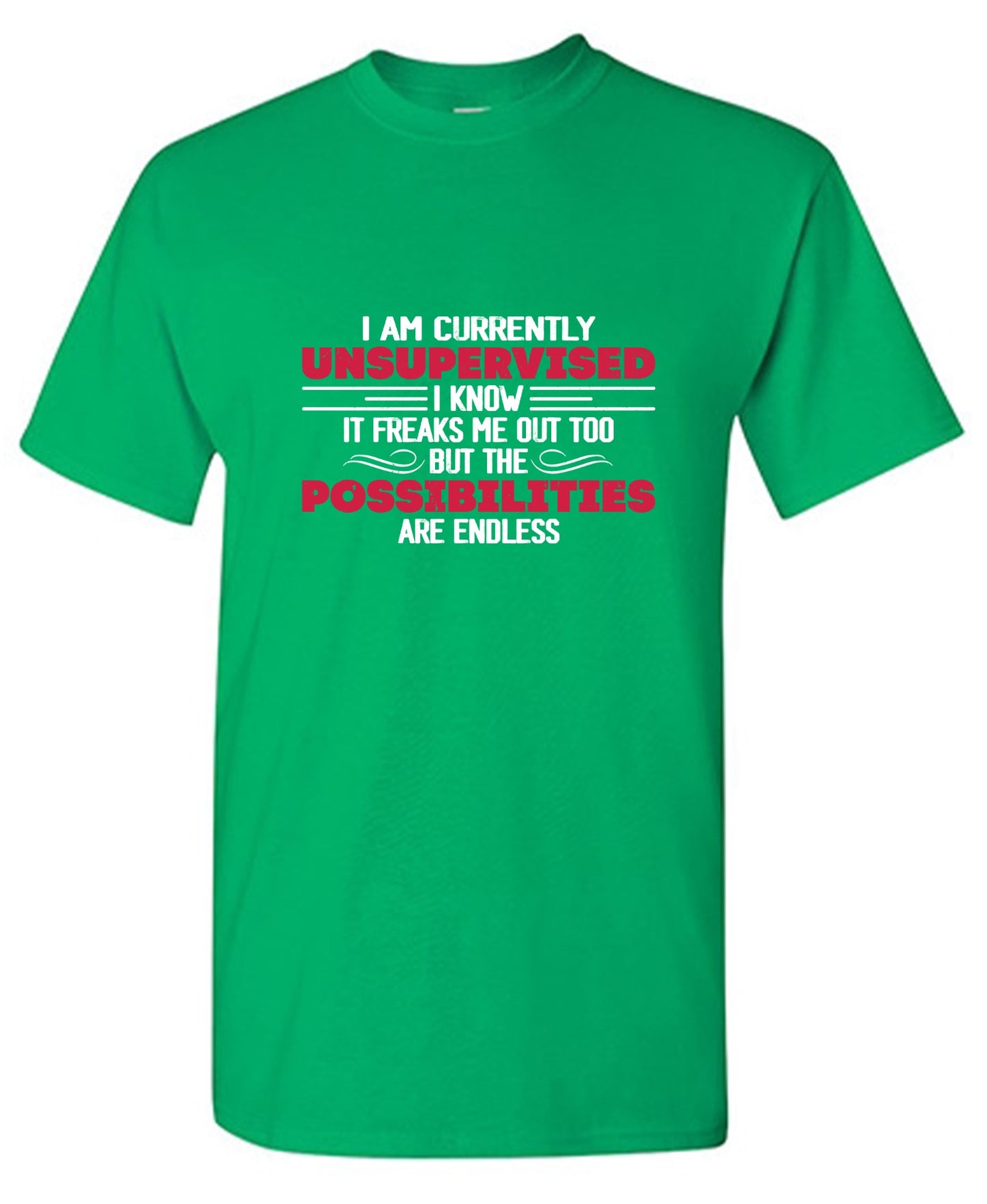 Funny T-Shirts design "I Am Currently Unsupervised I Know It Freaks Me Out Too T-Shirt"