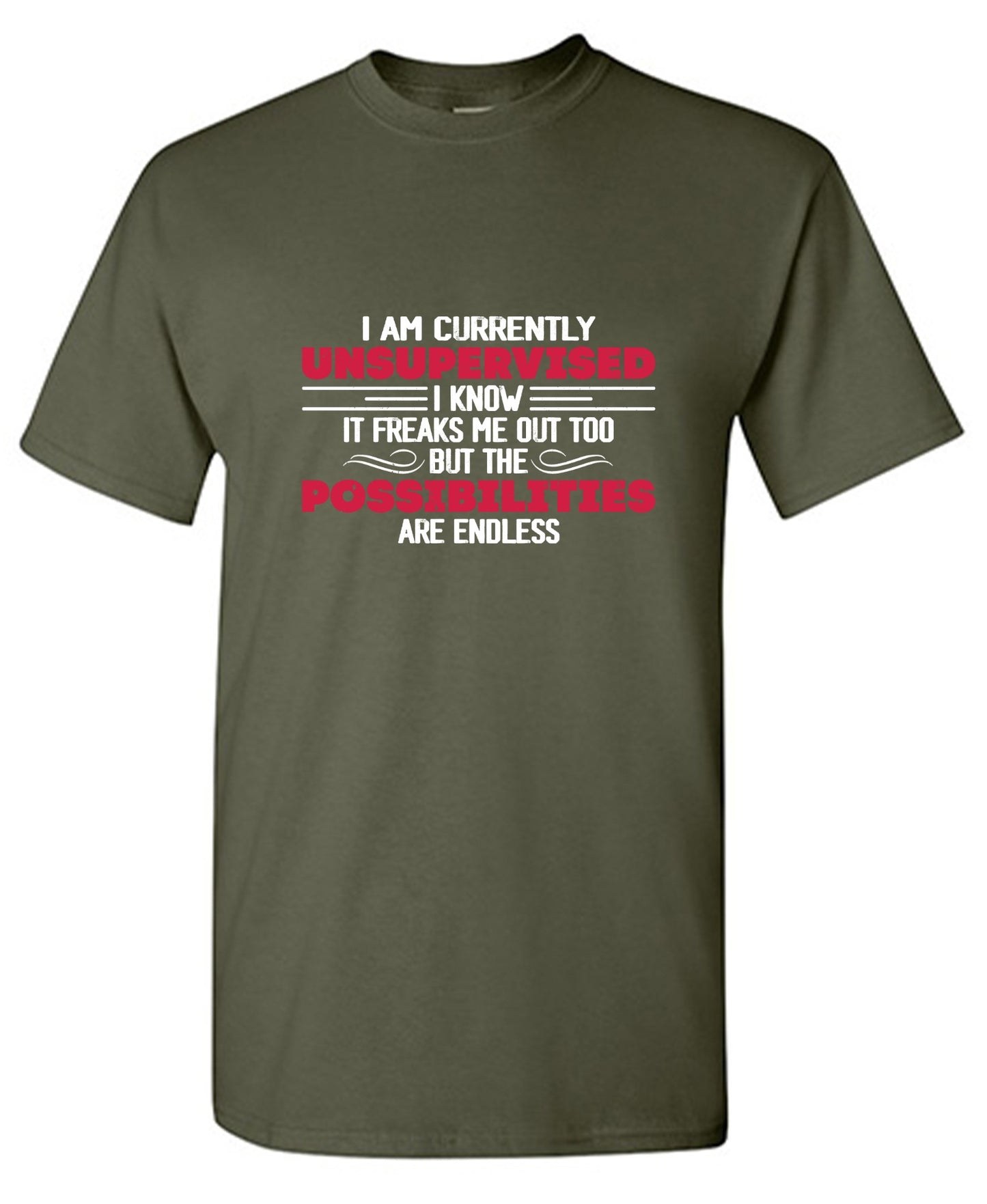Funny T-Shirts design "I Am Currently Unsupervised I Know It Freaks Me Out Too T-Shirt"