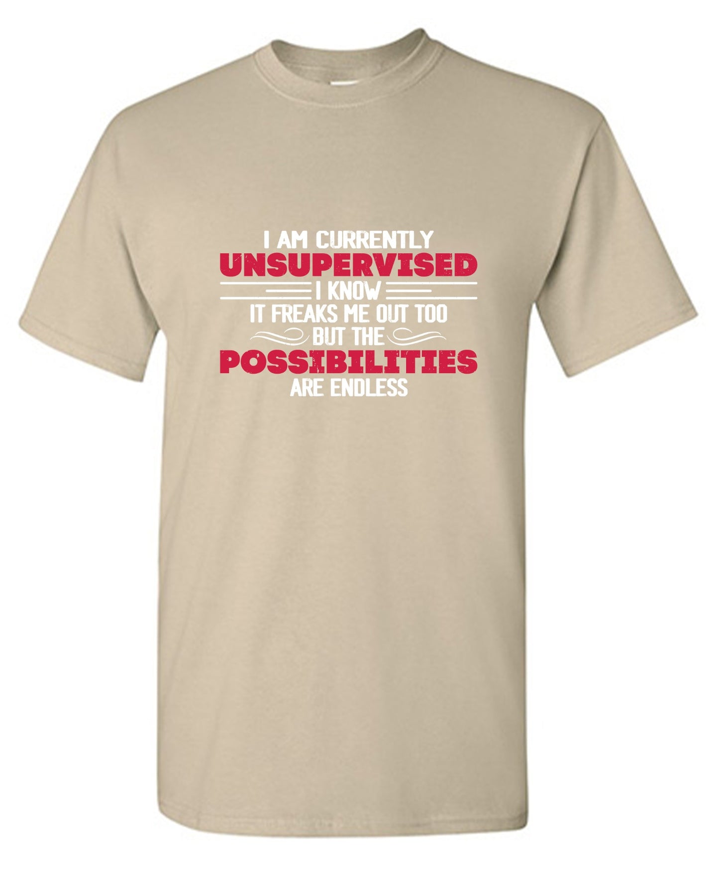 Funny T-Shirts design "I Am Currently Unsupervised I Know It Freaks Me Out Too T-Shirt"
