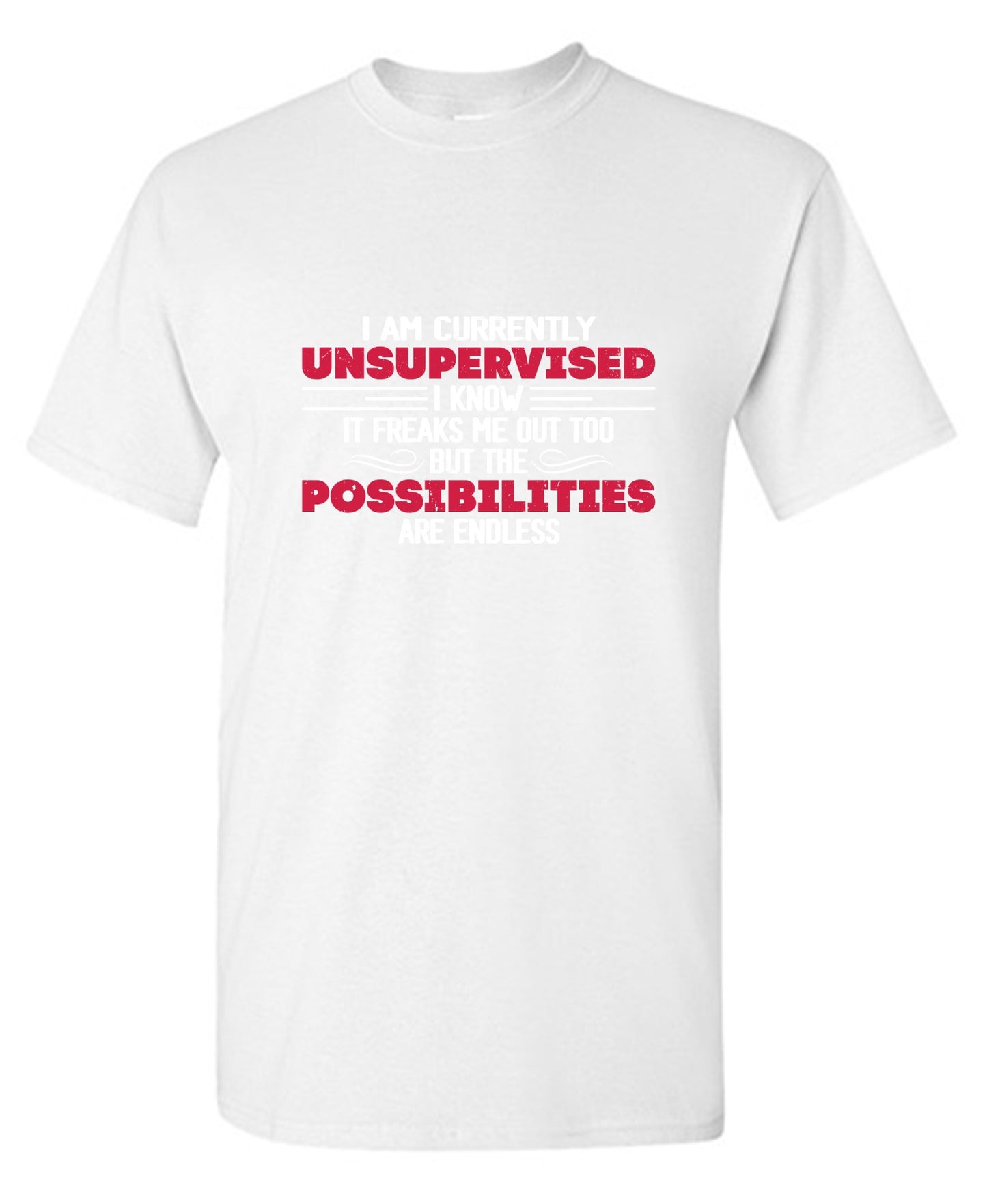 Funny T-Shirts design "I Am Currently Unsupervised I Know It Freaks Me Out Too T-Shirt"