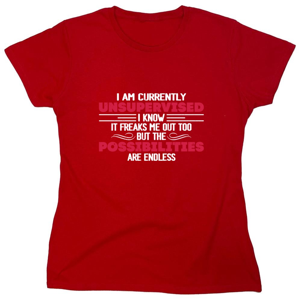 Funny T-Shirts design "I Am Currently Unsupervised I Know It Freaks Me Out Too T-Shirt"