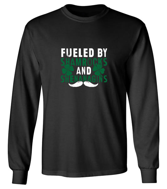Funny T-Shirts design "Fueled by Shamrocks and Shenanagins Shirt - Long Sleeve"