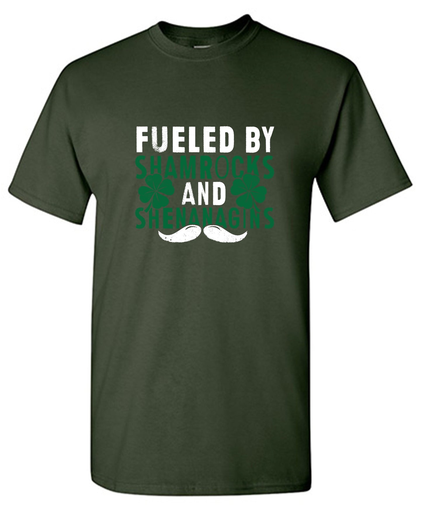 Funny T-Shirts design "Fueled by Shamrocks and Shenanagins"