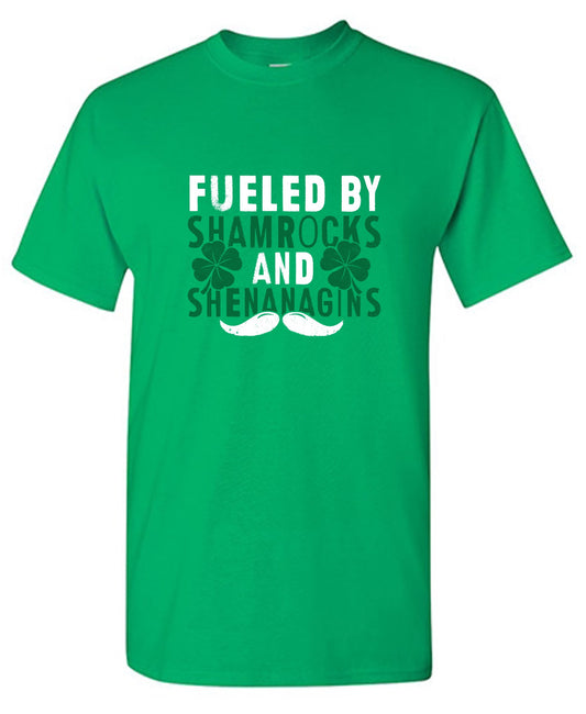Funny T-Shirts design "Fueled by Shamrocks and Shenanagins Shirt"