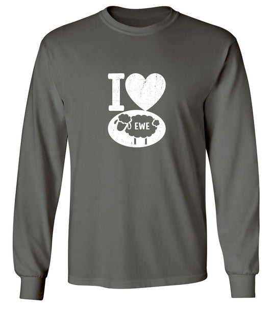 Funny T-Shirts design "I love Sheep, Valentines Shirt - Long Sleeve"