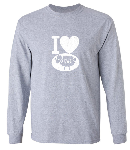 Funny T-Shirts design "I love Sheep, Valentines Shirt - Long Sleeve"