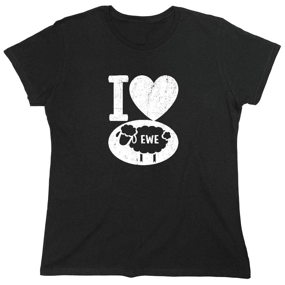 Funny T-Shirts design "I love Sheep, Valentines Shirt - Womens"