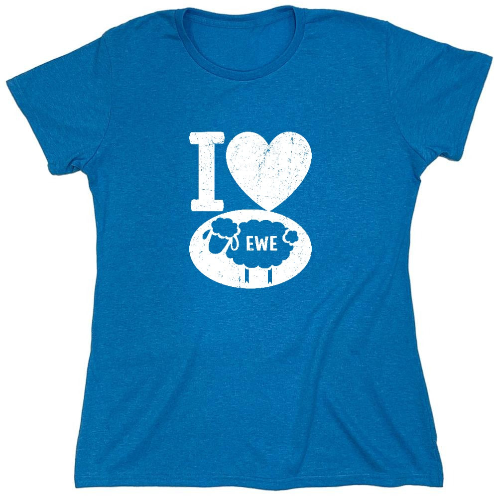Funny T-Shirts design "I love Sheep, Valentines Shirt - Womens"