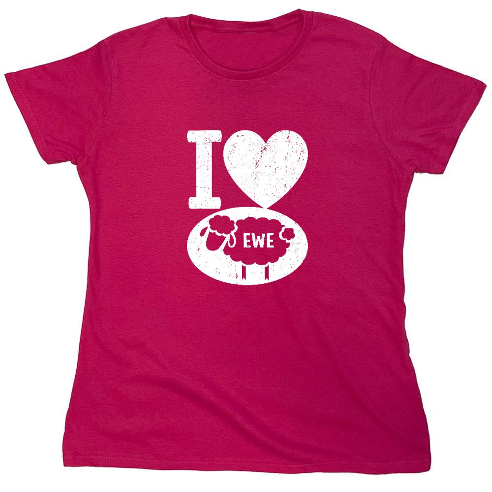 Funny T-Shirts design "I love Sheep, Valentines Shirt - Womens"