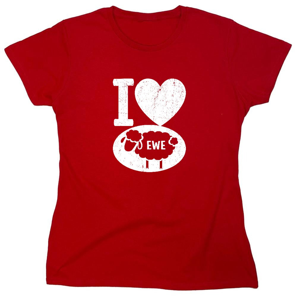 Funny T-Shirts design "I love Sheep, Valentines Shirt - Womens"