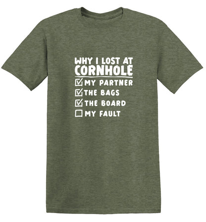 Funny T-Shirts design "Why I Lost At Cornhole T-Shirt"