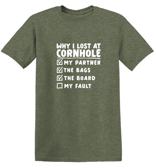 Funny T-Shirts design "Why I Lost At Cornhole T-Shirt"