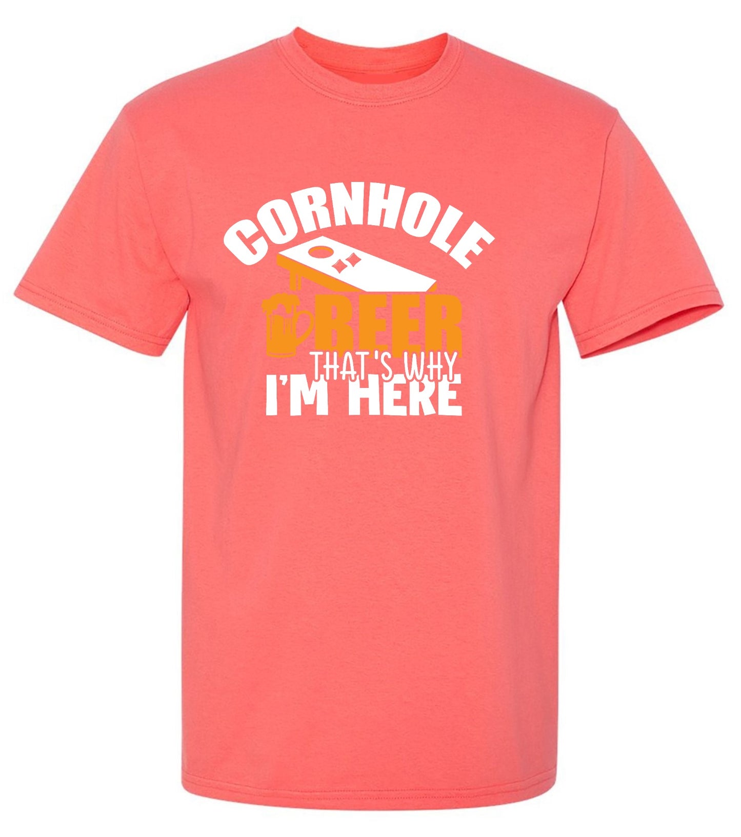 Funny T-Shirts design "Cornhole Beer, That’s Why I am here"