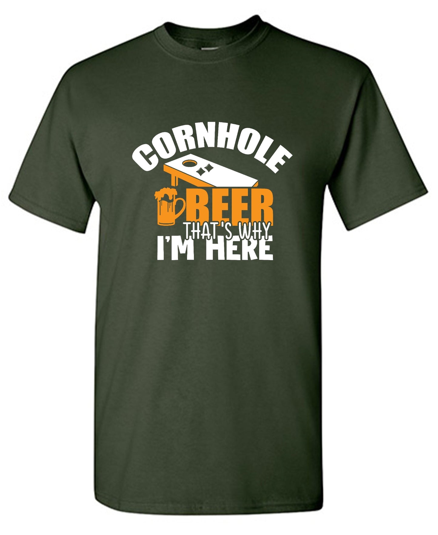 Funny T-Shirts design "Cornhole Beer, That’s Why I am here"
