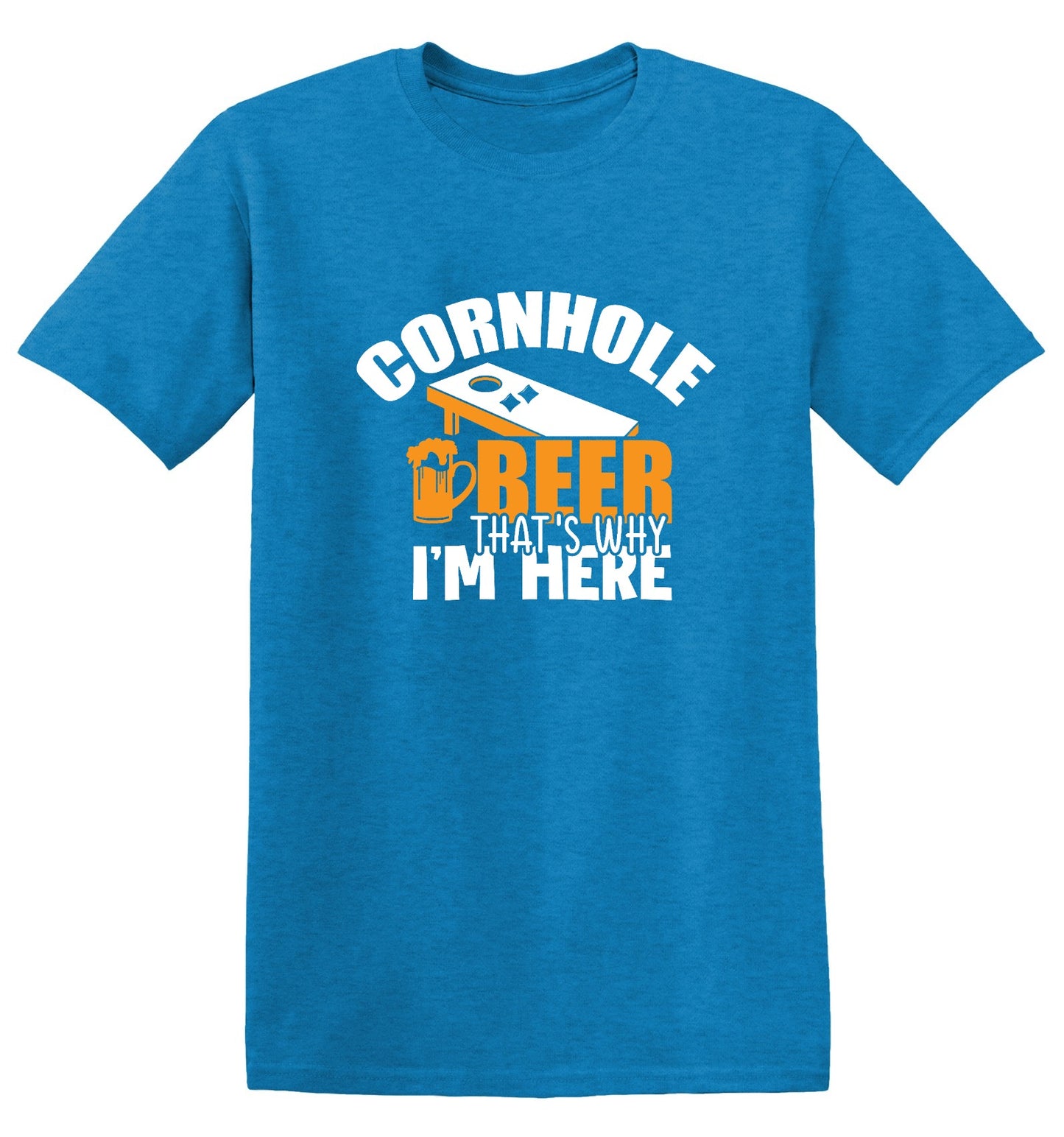 Funny T-Shirts design "Cornhole Beer, That’s Why I am here"