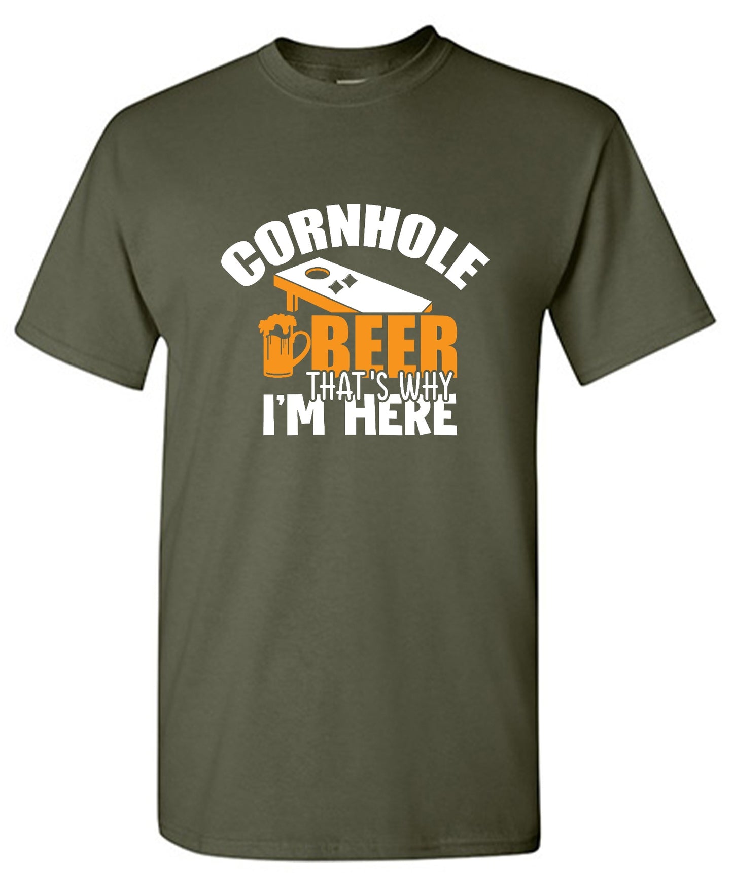 Funny T-Shirts design "Cornhole Beer, That’s Why I am here"