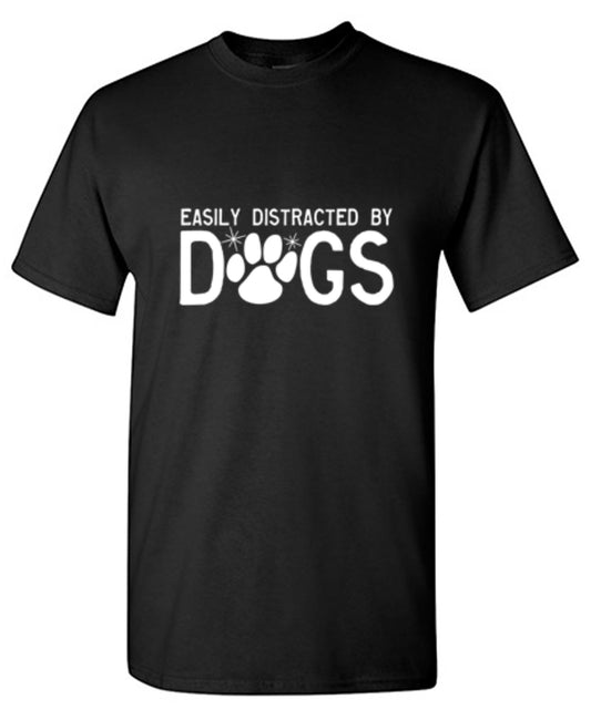 Funny T-Shirts design "Easily Distracted By Dogs - Youth"