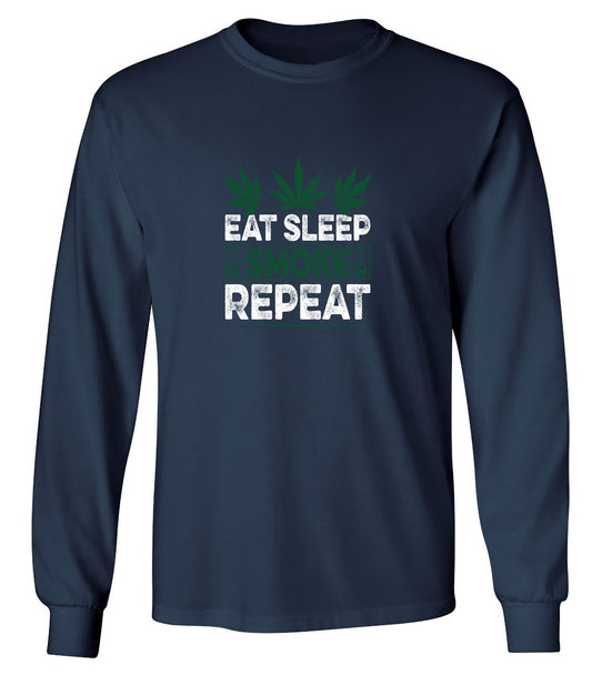 Funny T-Shirts design "Eat Sleep Smoke Repeat T-Shirt - Long Sleeve"