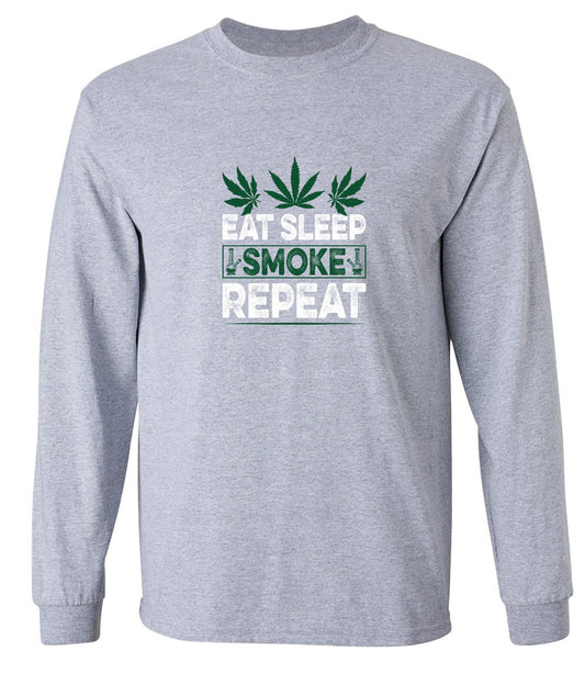Funny T-Shirts design "Eat Sleep Smoke Repeat T-Shirt - Long Sleeve"