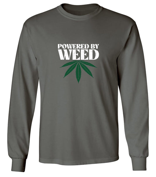 Funny T-Shirts design "Powered by Weed T-Shirt - Long Sleeve"