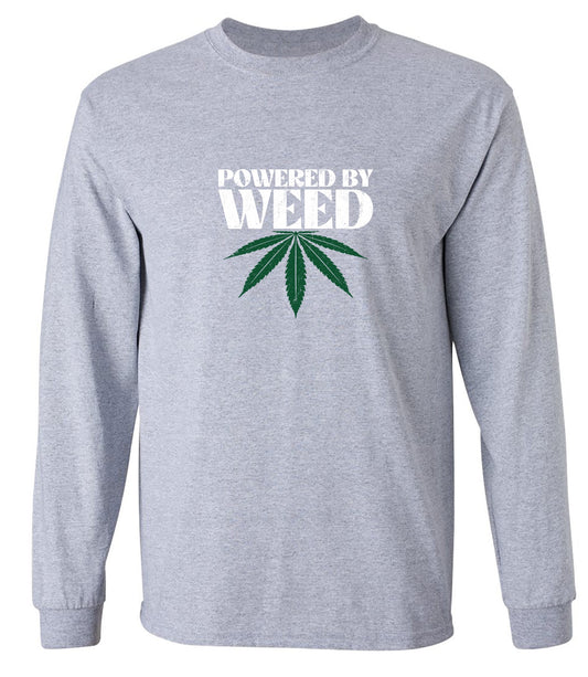 Funny T-Shirts design "Powered by Weed T-Shirt - Long Sleeve"
