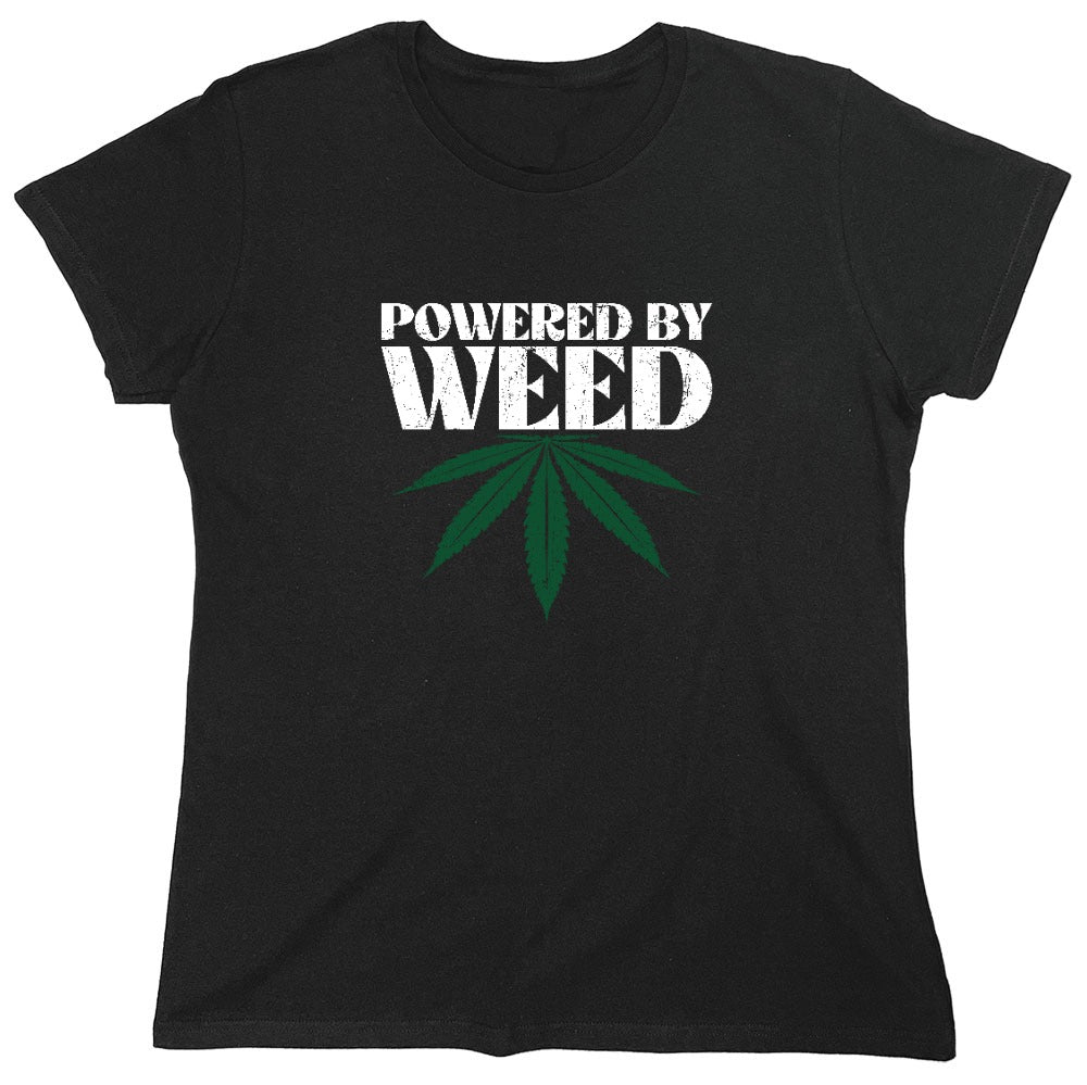 Funny T-Shirts design "Powered by Weed T-Shirt - Womens"