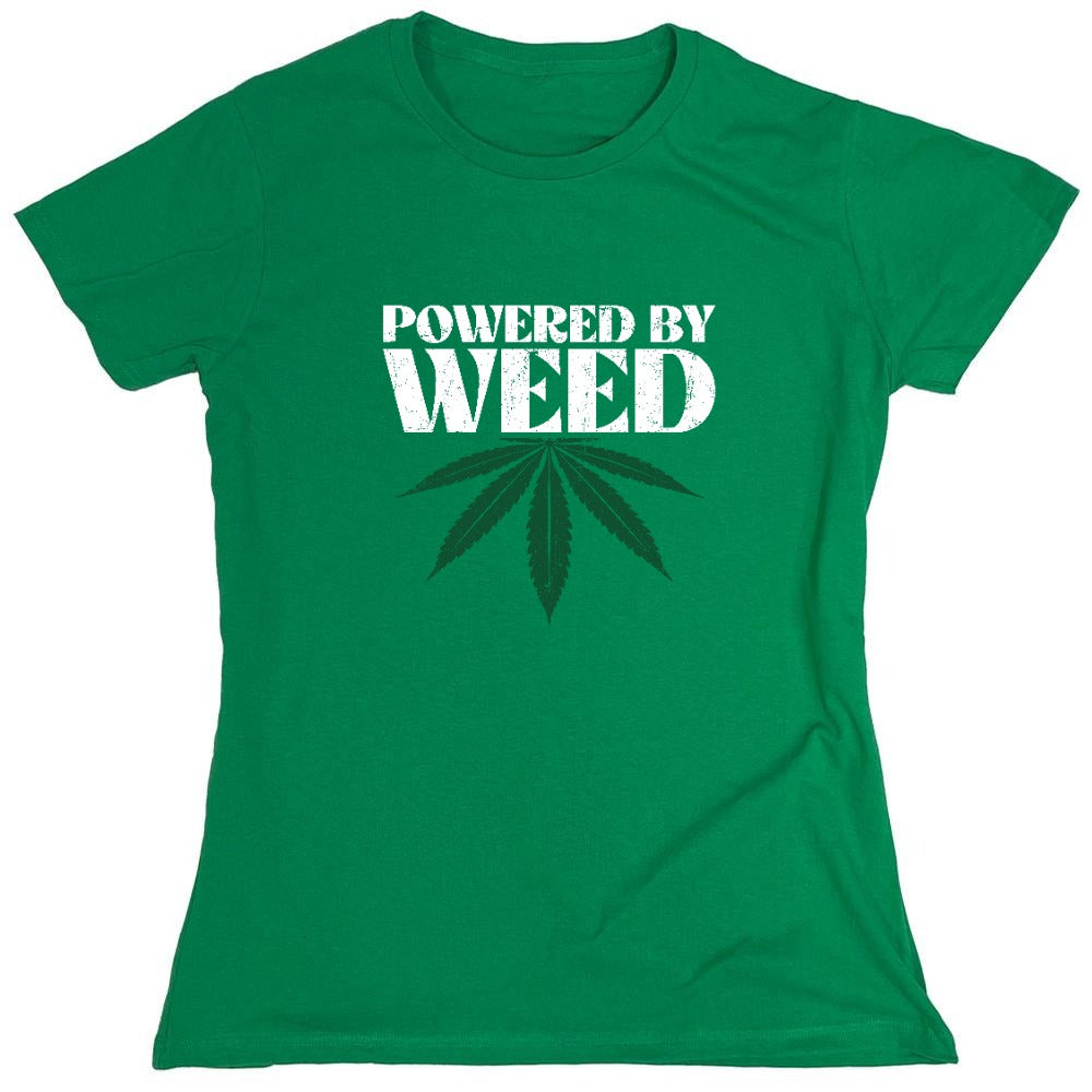 Funny T-Shirts design "Powered by Weed T-Shirt - Womens"