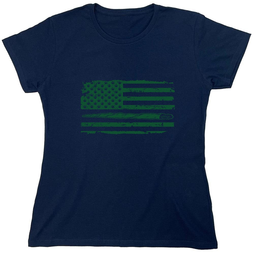 Funny T-Shirts design "420 USA Flag  T-Shirt - Womens"