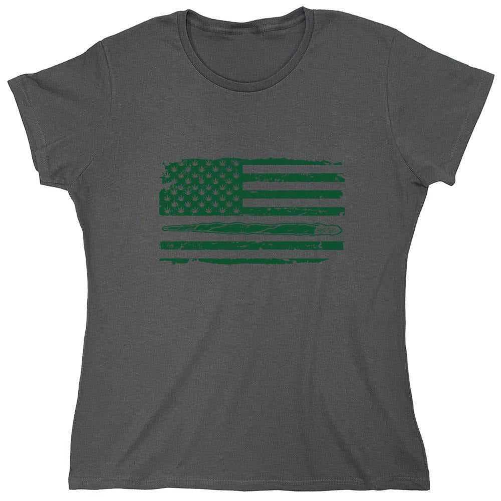 Funny T-Shirts design "420 USA Flag  T-Shirt - Womens"