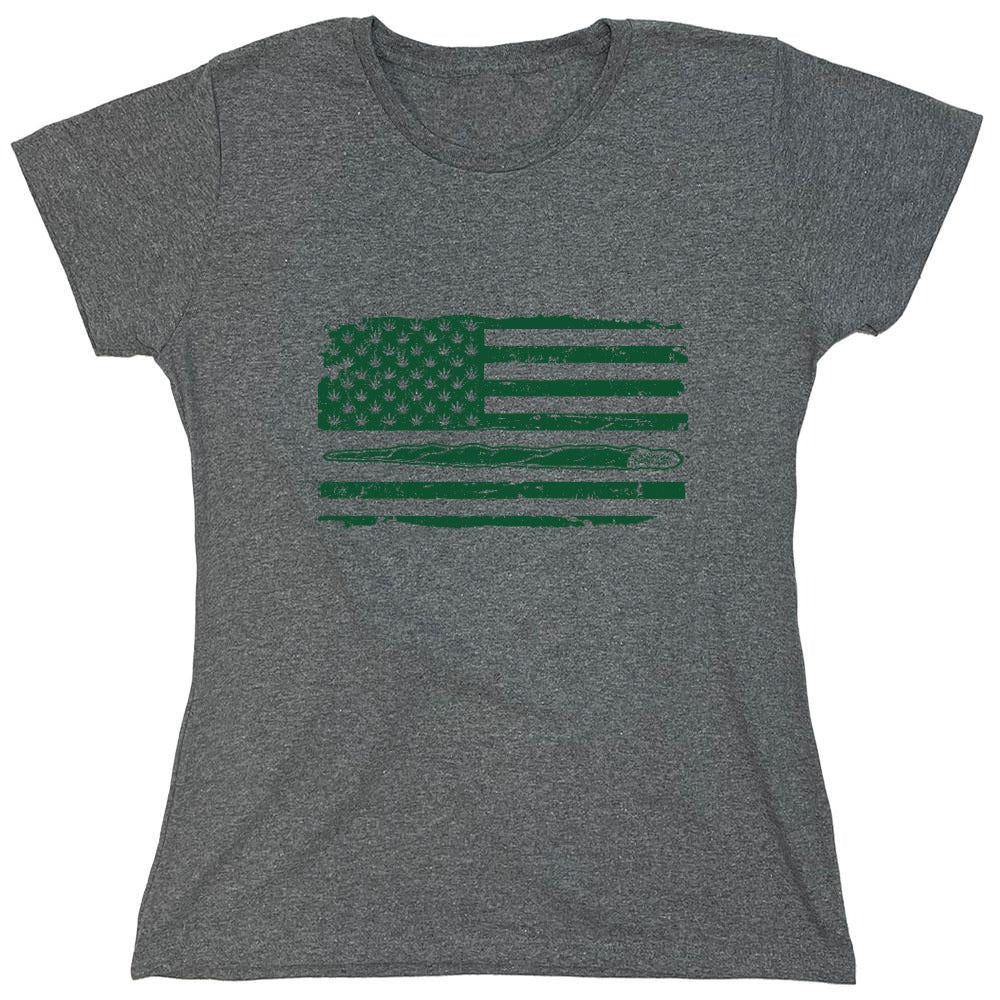 Funny T-Shirts design "420 USA Flag  T-Shirt - Womens"