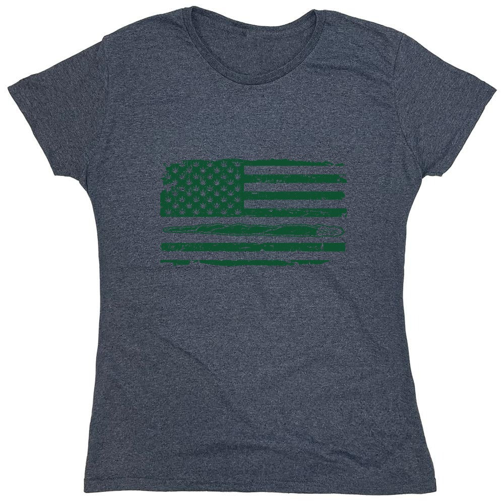 Funny T-Shirts design "420 USA Flag  T-Shirt - Womens"