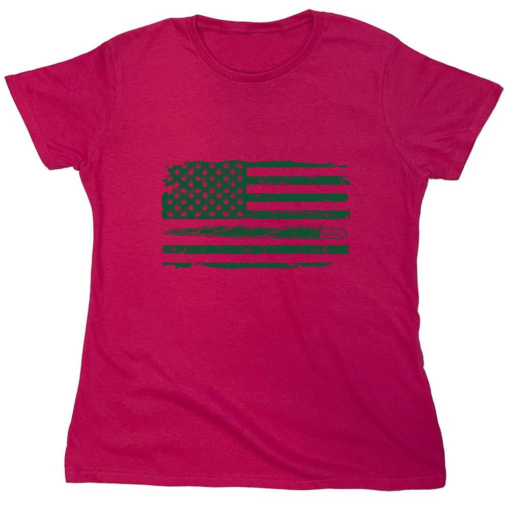 Funny T-Shirts design "420 USA Flag  T-Shirt - Womens"