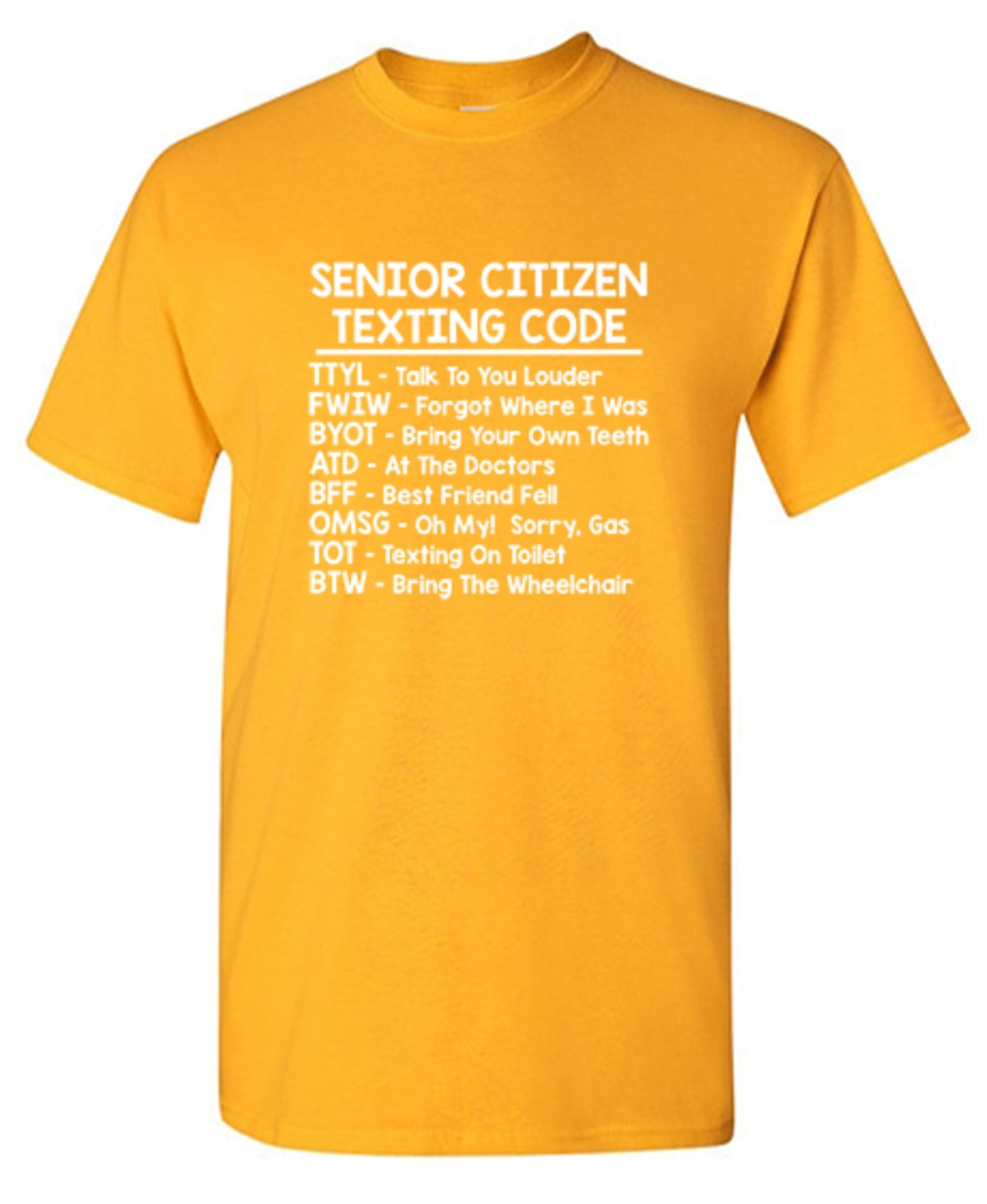 Funny T-Shirts design "Senior Citizen Texting Codes"